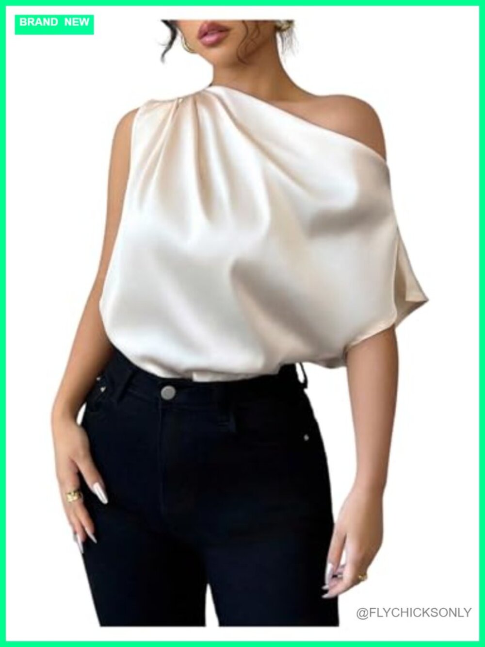 Satin Off Shoulder Blouse Short Sleeve Dressy Casual Top